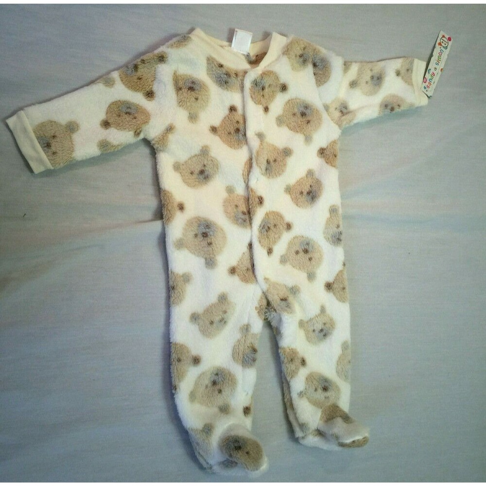 NWT SANDY SIMON BOYS GIRLS FUZZY BODYSUIT SLEEPER SIZE 6-9 MONTHS